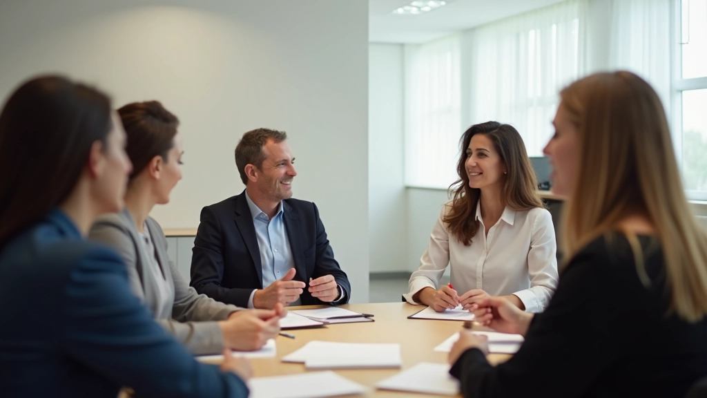Ambiente de treinamento com profissionais em exercícios de comunicação